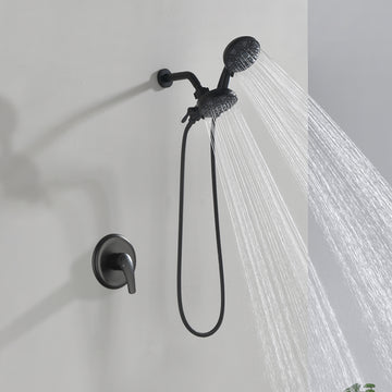 2-In-1 Rain Shower Heads System Single-Handle 6 Modes Shower Trim Kit with Dual Shower Head 4.7 Inch in Matte Black, Brushed Nickel, Brushed Gold